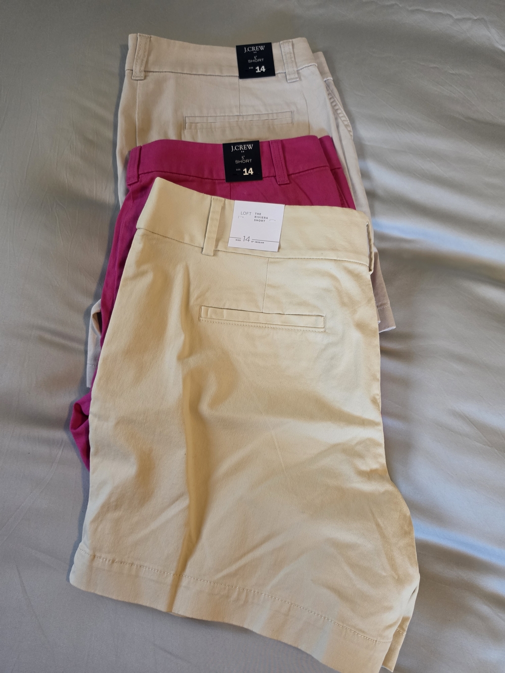 J. Crew Women’s Chino Shorts - Pink, Cream, Light Gray - Size 14